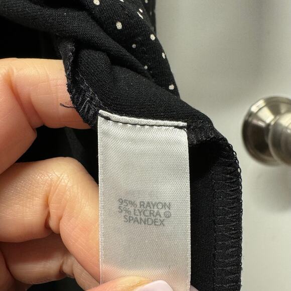 J.Jill Wearever Collection Black Polka Dot Long Sleeve Jersey Dress Small Petite - Picture 10 of 13